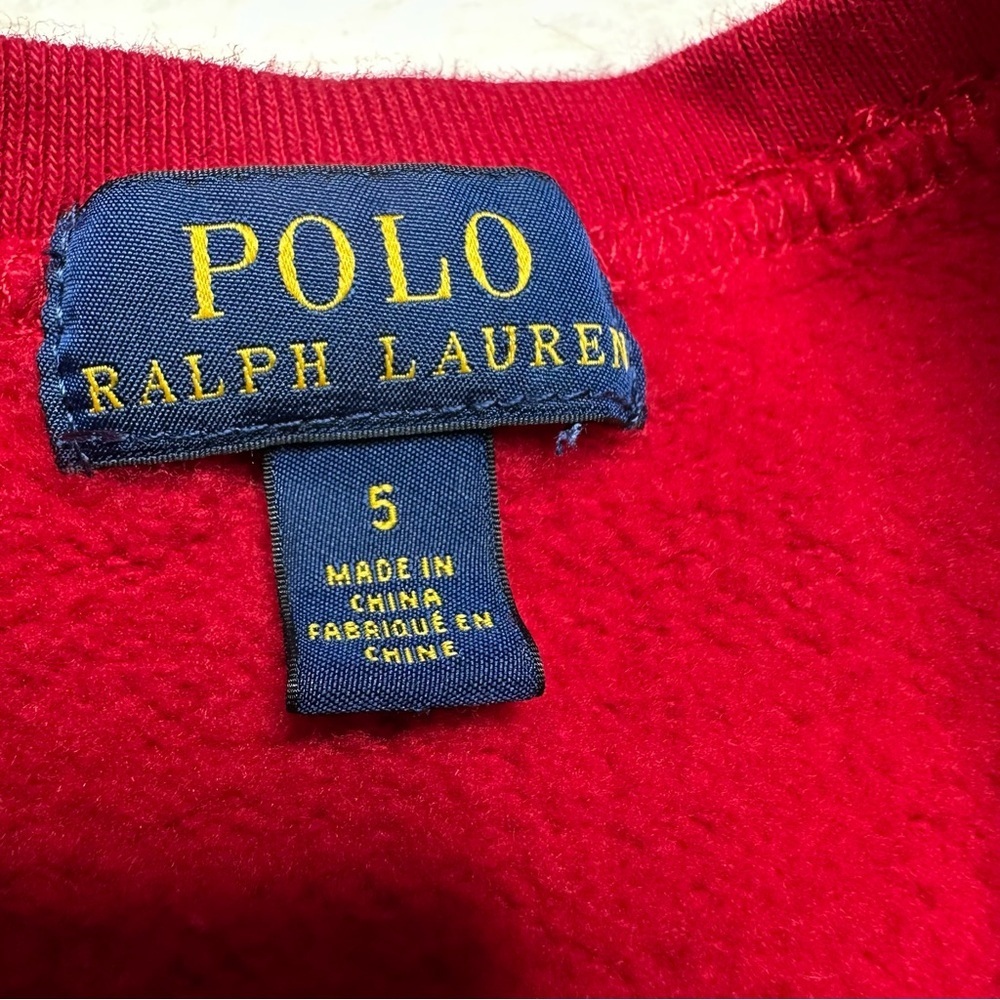Polo by Ralph Lauren Sweatshirt Holiday Bear Red Size 5 - Picture 5 of 16
